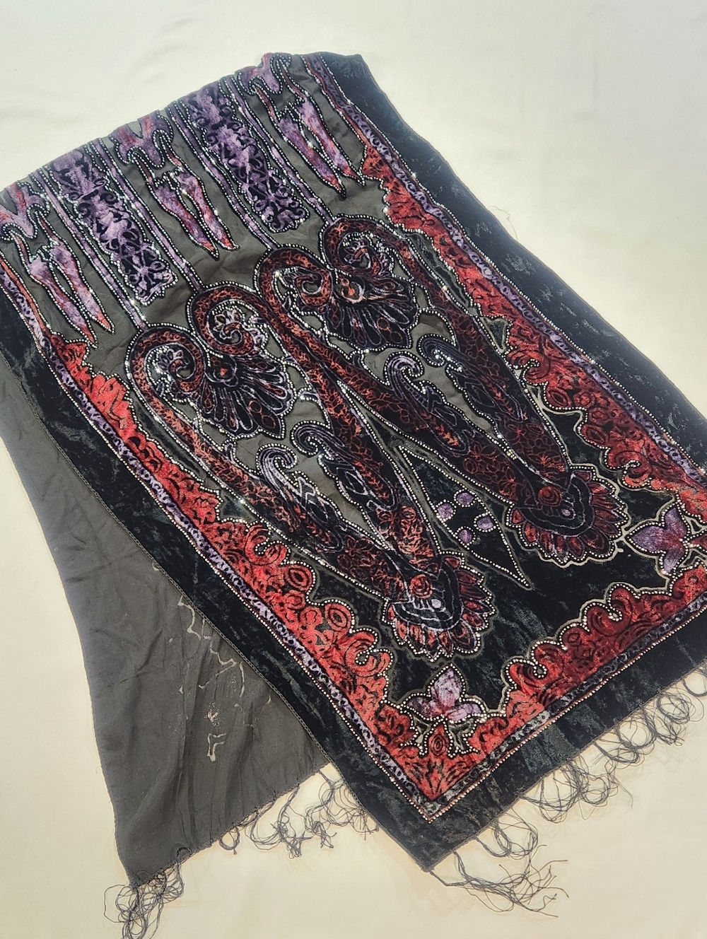 Burnout Velvet Silk Scarf